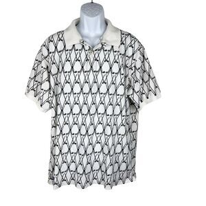 Chaps x Ralph Lauren Golf Polo Shirt Men XXL Ivory Clubs Novelty All Over Print